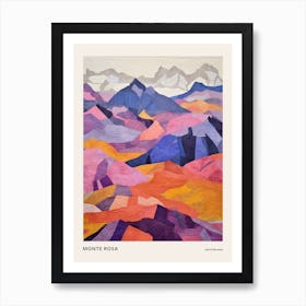 Monte Rosa Switzerland 1 Colourful Mountain Illustration Poster Art Print
