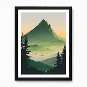 Misty Mountains Vertical Composition In Green Tone 42 Art Print