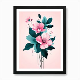 Pink Flowers On A Pink Background 1 Art Print