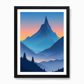 Misty Mountains Vertical Composition In Blue Tone 96 Art Print