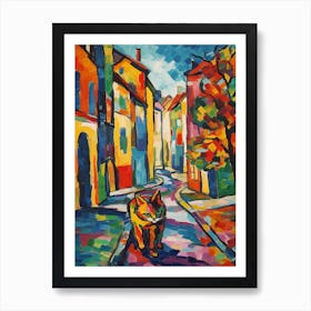 Painting Of Berlin With A Cat In The Style Of Fauvism 1 Art Print