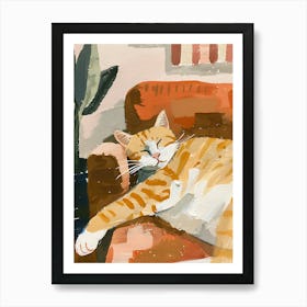 Cat Sleeping On The Couch 7 Art Print