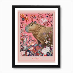 Floral Animal Painting Capybara 3 Poster Art Print