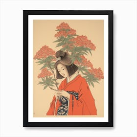 Hagi Bush Clover 1 Vintage Japanese Botanical And Geisha Art Print