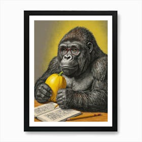 Gorilla In Glasses Art Print