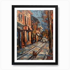 Painting Of Toronto Canada With A Cat In The Style Of Impressionism 2 Art Print