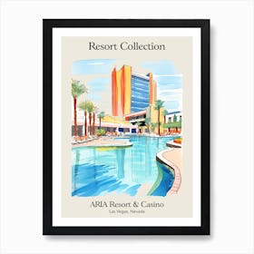 Poster Of Aria Resort Collection & Casino   Las Vegas, Nevada  Resort Collection Storybook Illustration 2 Art Print