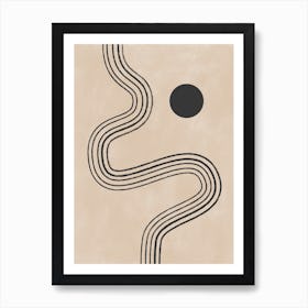 Beige Abstract Lines Poster No.1 Art Print