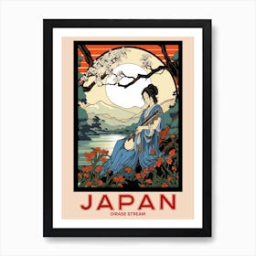 Oirase Stream, Visit Japan Vintage Travel Art 4 Art Print