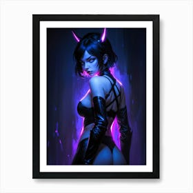 Bad girl with devils ass, demonic allure, and crazy cosplay. Erotic, horny anime fantasy girl with hot boobs, a crazy hentai woman. Art Print
