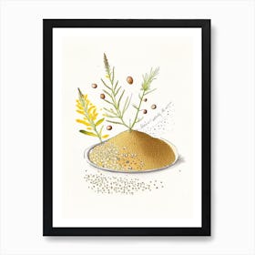 Mustard Seed Spices And Herbs Pencil Illustration 2 Art Print