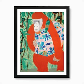 Maximalist Animal Painting Orangutan 2 Art Print