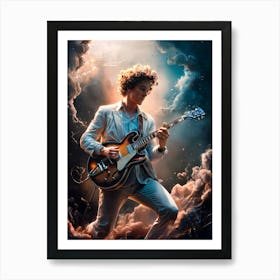 Male Rock Guitarist Painting #1 Art Print