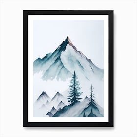 Mountain And Forest In Minimalist Watercolor Vertical Composition 172 Art Print