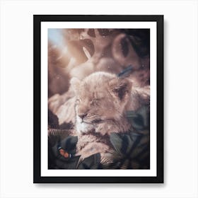 Baby Lion Sleeping In The Jungle Art Print