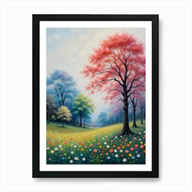 Trees And Flowers Art Print