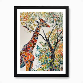 Giraffe Gazing Into The Trees Watercolour Style 4 Art Print