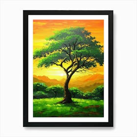 Lone Tree At Sunset 2 Art Print