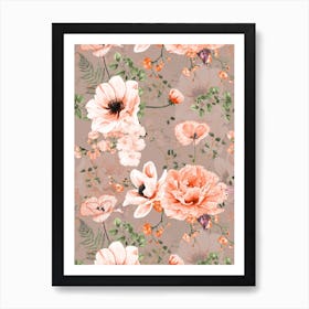 Spring Modern Poppy Peony Garden Art Print