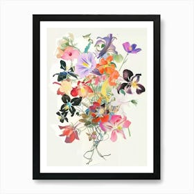 Columbine 1 Collage Flower Bouquet Art Print