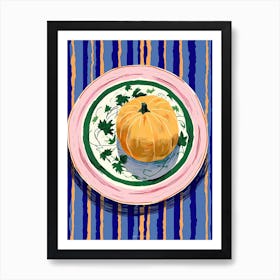 A Plate Of Pumpkins, Autumn Food Illustration Top View 63 Art Print