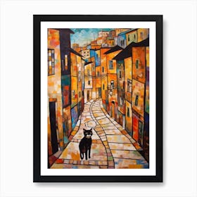 Painting Of Havana With A Cat In The Style Of Gustav Klimt 4 Art Print