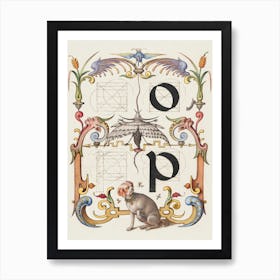 Guide For Constructing The Letters O And P From Mira Calligraphiae Monumenta, Joris Hoefnagel Art Print