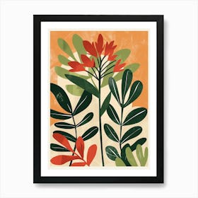 Botanical Tropical Leaves Groovy 1 Art Print