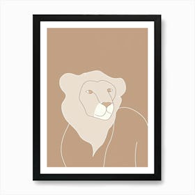 Lion - Boho, Line Art 7 Art Print