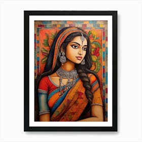 Default Colorful Traditional Madhubani Art From India Of A Wom 1 Art Print