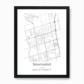 Newmarket,Canada Minimalist Map Art Print