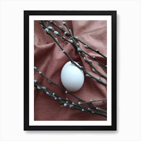 White Egg On Branches Art Print