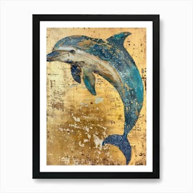 Dolphin Gold Effect Collage 3 Art Print