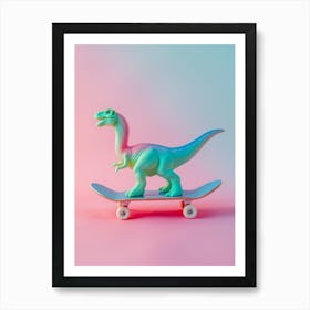 Pastel Toy Dinosaur On A Skateboard 4 Art Print