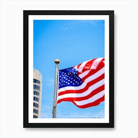 American Flag Stars Stripes Detailing Rippling In The Wind Resonates With Patriotic Glory Against Art Print