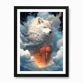 Wolf In The Clouds Art Print