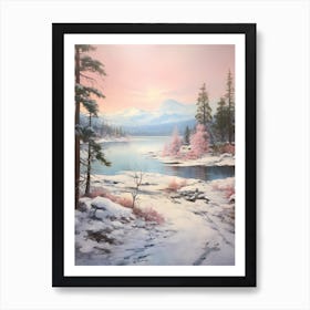 Dreamy Winter Painting Big Bear Lake California Art Print