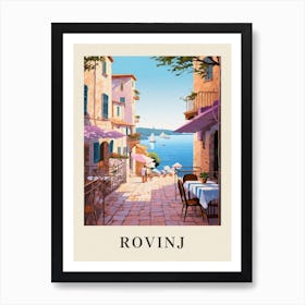 Rovinj Croatia 4 Vintage Pink Travel Illustration Poster Art Print