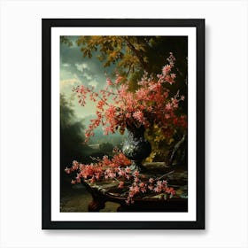 Baroque Floral Still Life Coral Bells 4 Art Print