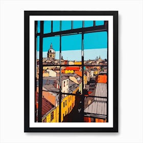 A Window View Of Berlin In The Style Of Pop Art 2 Art Print