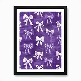 White And Purle Bows 1 Pattern Art Print