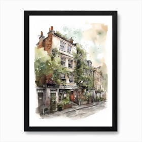 Bethnal Green London Neighborhood, Watercolour 2 Art Print