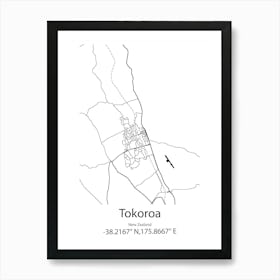 Tokoroa,New Zealand Minimalist Map Art Print