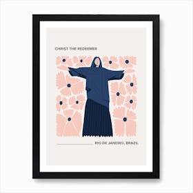 Christ The Redeemer   Rio De Janeiro, Brazil, Warm Colours Illustration Travel Poster 2 Art Print