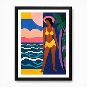 Woman At The Beach Art Print