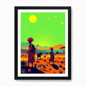 African People In The Desert Poster