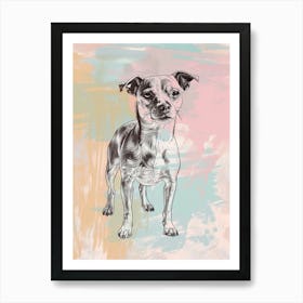 Terrier Dog Pastel Line Watercolour Illustration  1 Art Print