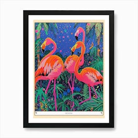 Greater Flamingo Bolivia Tropical Illustration 3 Poster Art Print