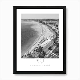 Nice France Black And White Art Print