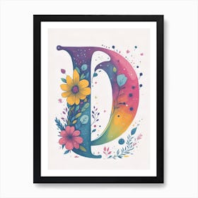 Colorful Letter D Illustration 86 Art Print